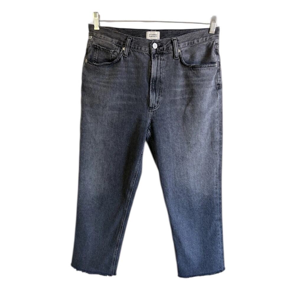Citizens of Humanity Daphne Crop Jeans 30 Black High Rise Raw Hem Women